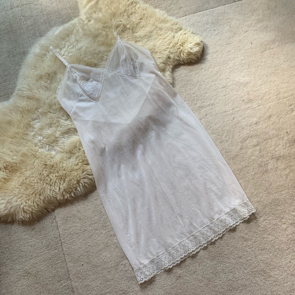 Vintage Other - Vintage Lace Lingerie Fitted White Slip Dress S/M